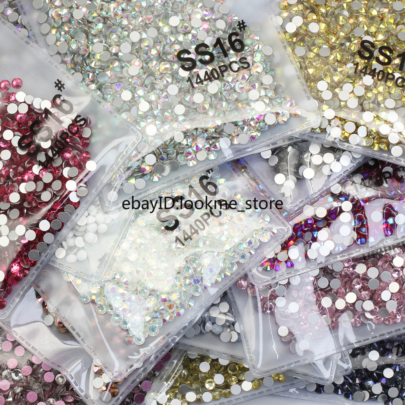 1440pcs 4mm (ss16) Crystal Glass Rhinestones Flatback Gems Nail Art Crafts Decor