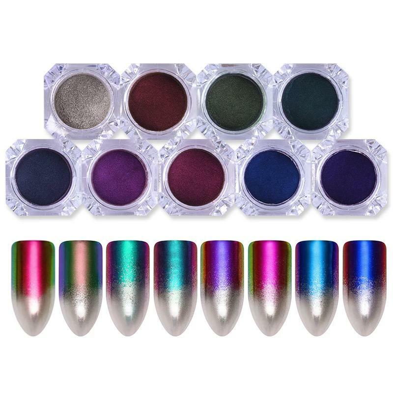 Chameleon Mirror Chrome Gradient Nail Powder Metallic Effect Duo Ombre Rainbow