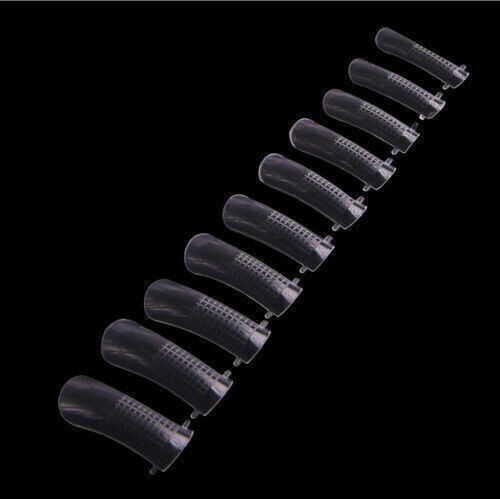 100Pcs Transparent Plastic Dual Nail Forms UV Gel Full Cover Mold Size Scale