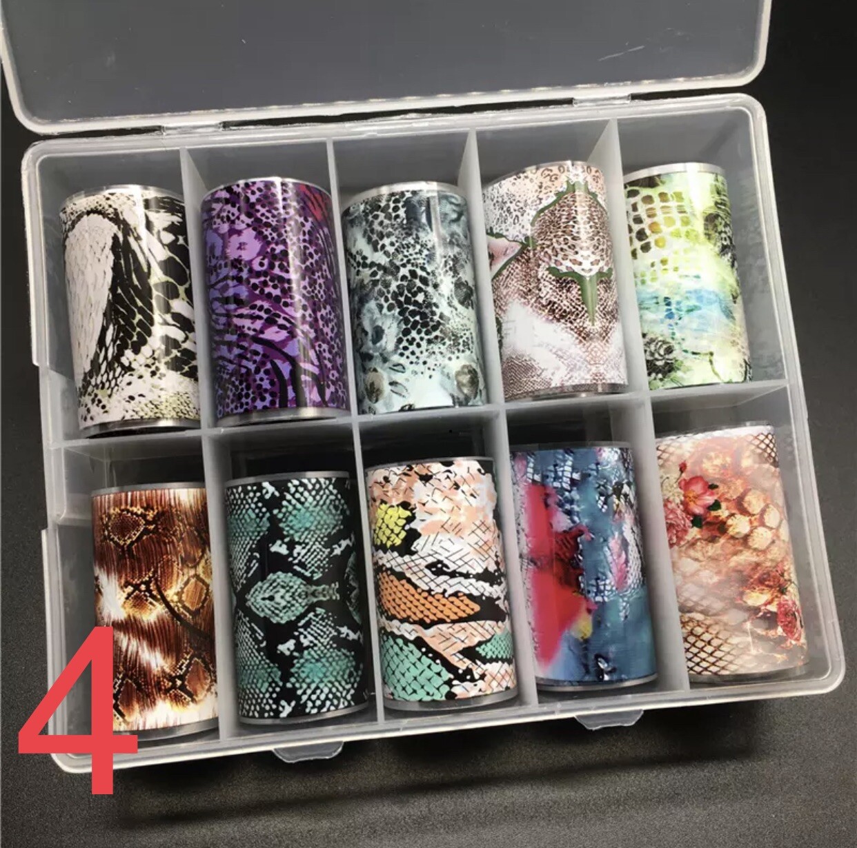 Foil Nail Art Transfer Sticker Set 10 Pieces Different Designs