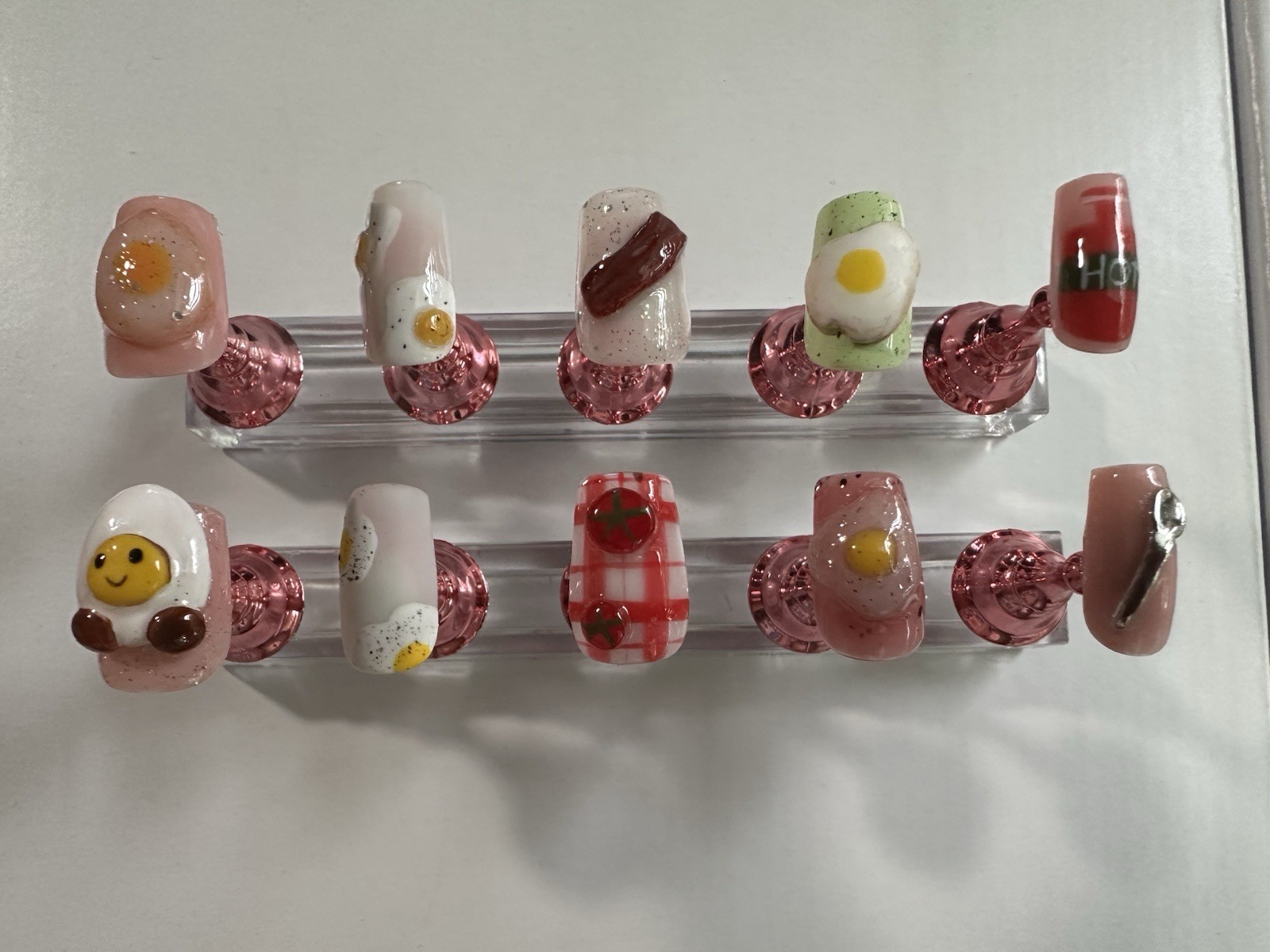 3D Breakfast Food Theme Press-On Nails