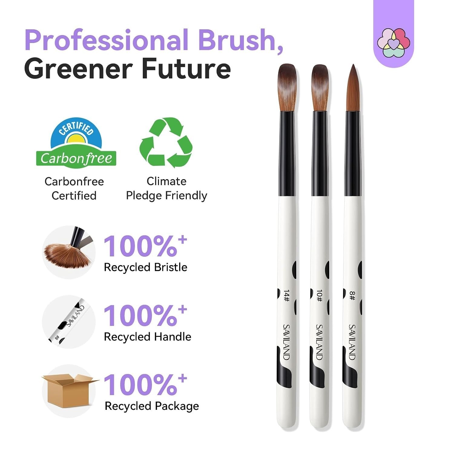 3Pcs Acrylic Nail Brush Set, Size 8/10/14 Kolinsky Acrylic Nail Brushes for Acry