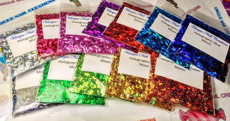 MOON Shape Glitter~U CHOOSE~Solvent Resistant Art•Face•Festival•Crafts•Makeup