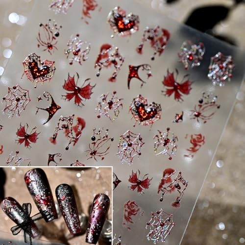 Halloween Nail Stickers for Nail Art 5D Red Halloween Stickers Style 7