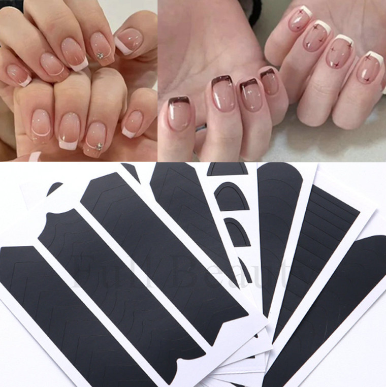 12Sheets French Tip Nail Guides Stencils Sticker French Manicure Template NH28
