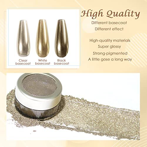 Chrome Nail Powder Mirror Effect Metallic Dust Holographic A-Silver Gold