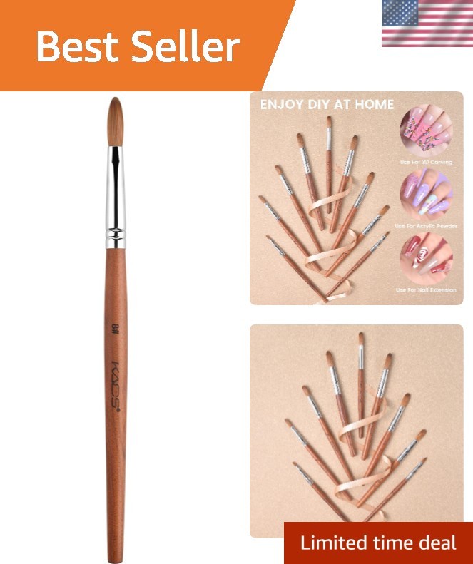 Red Wooden Nail Art Brush with Kolinsky Sable Hair for Precision Nail Designs