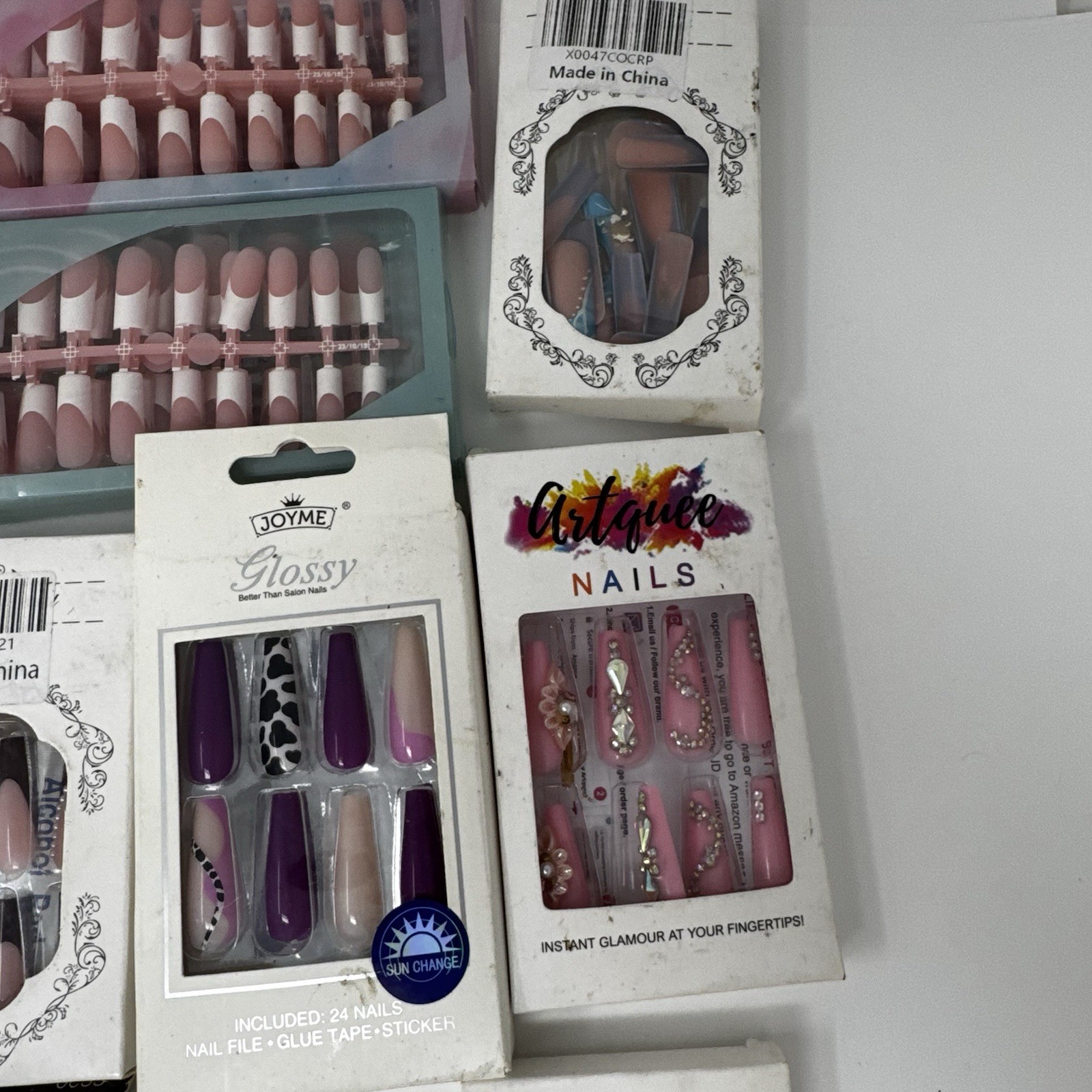 26 Pack Press On Nails Bundle w/ 2 XXL Sets + FREE Lashes & Silicone Bra Pads