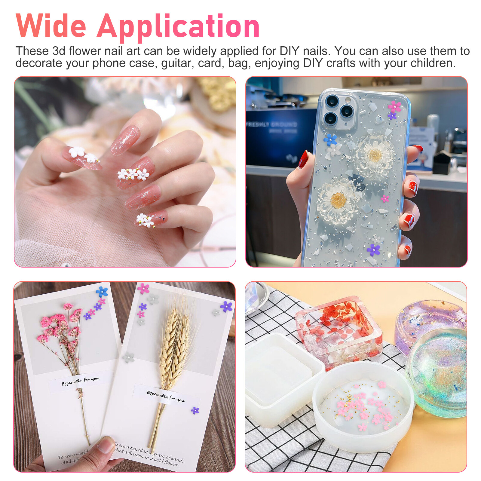 3D Resin Flower Nail Art Decoration Mixed Metal Bead Jewelry DIY Manicure Tool