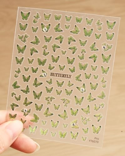 Nail Stickers – Easy-to-Apply Nail Art with Glowing & Trendy Green Butterfly