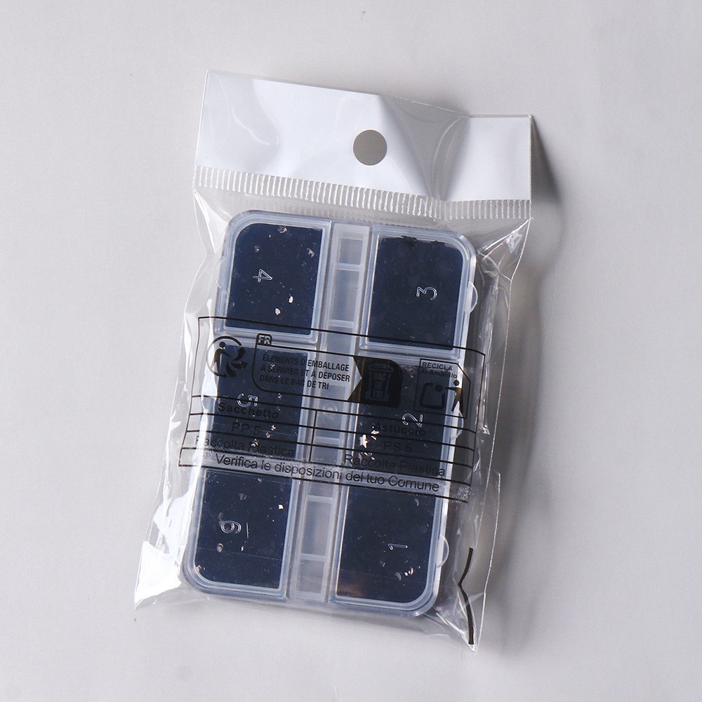 Black Star & Heart Shape Nail Glitter 6 Grids 3D Sequins for Nail Art Decoration