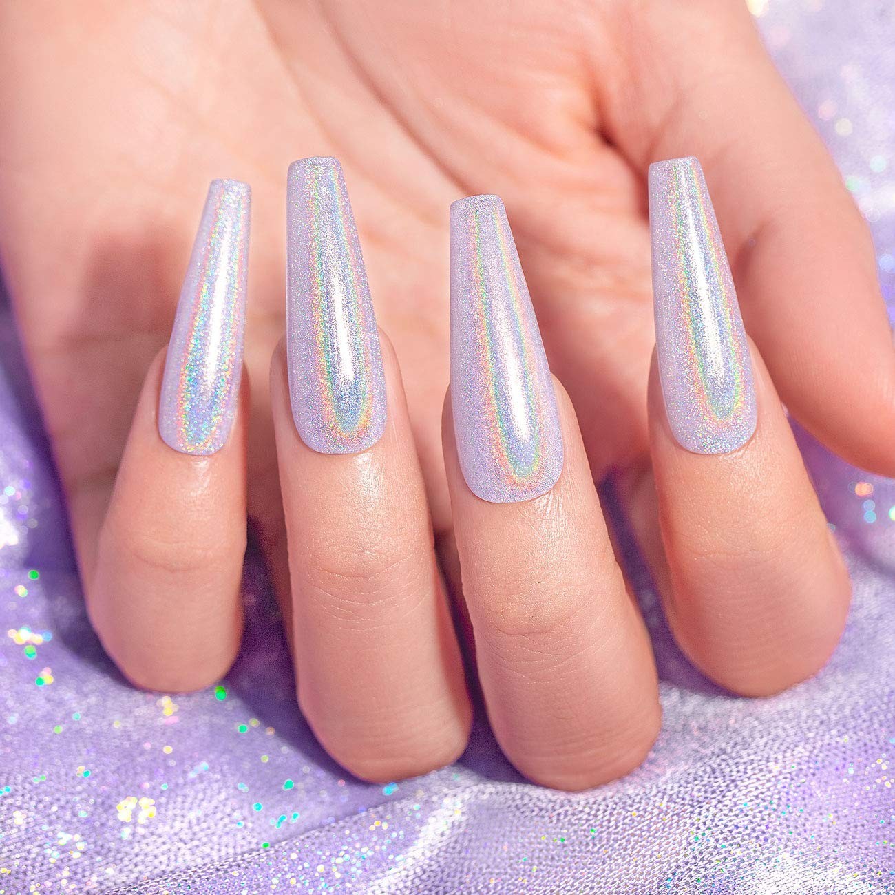 Holographic Nail Polish Gorgeous Glossy Holographic Soak off 1PCS 7.5ML Light…