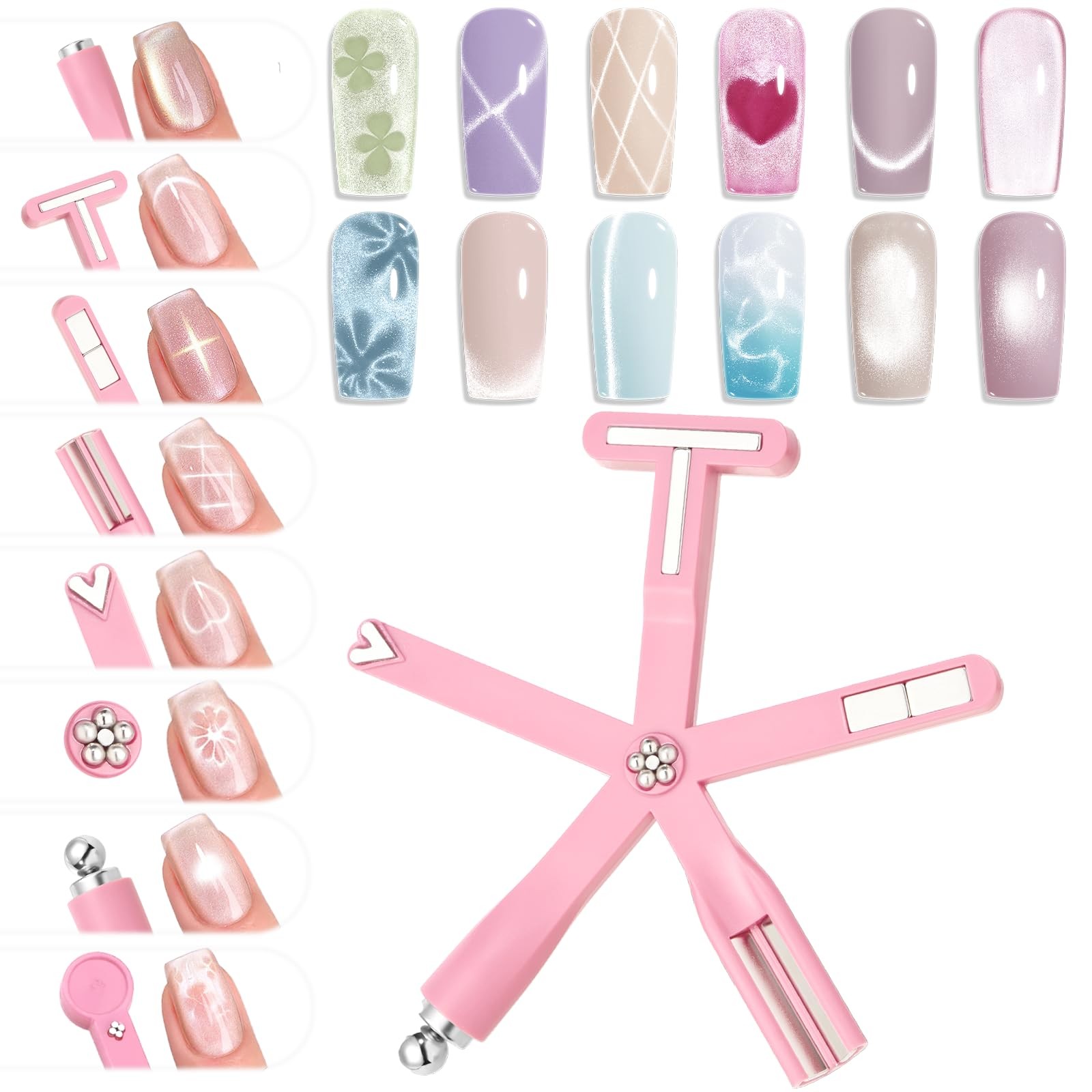 Cat Eye Magnet Light Pink 8-in-1 Tool Strong Magnetic for Cateye Gel Polish