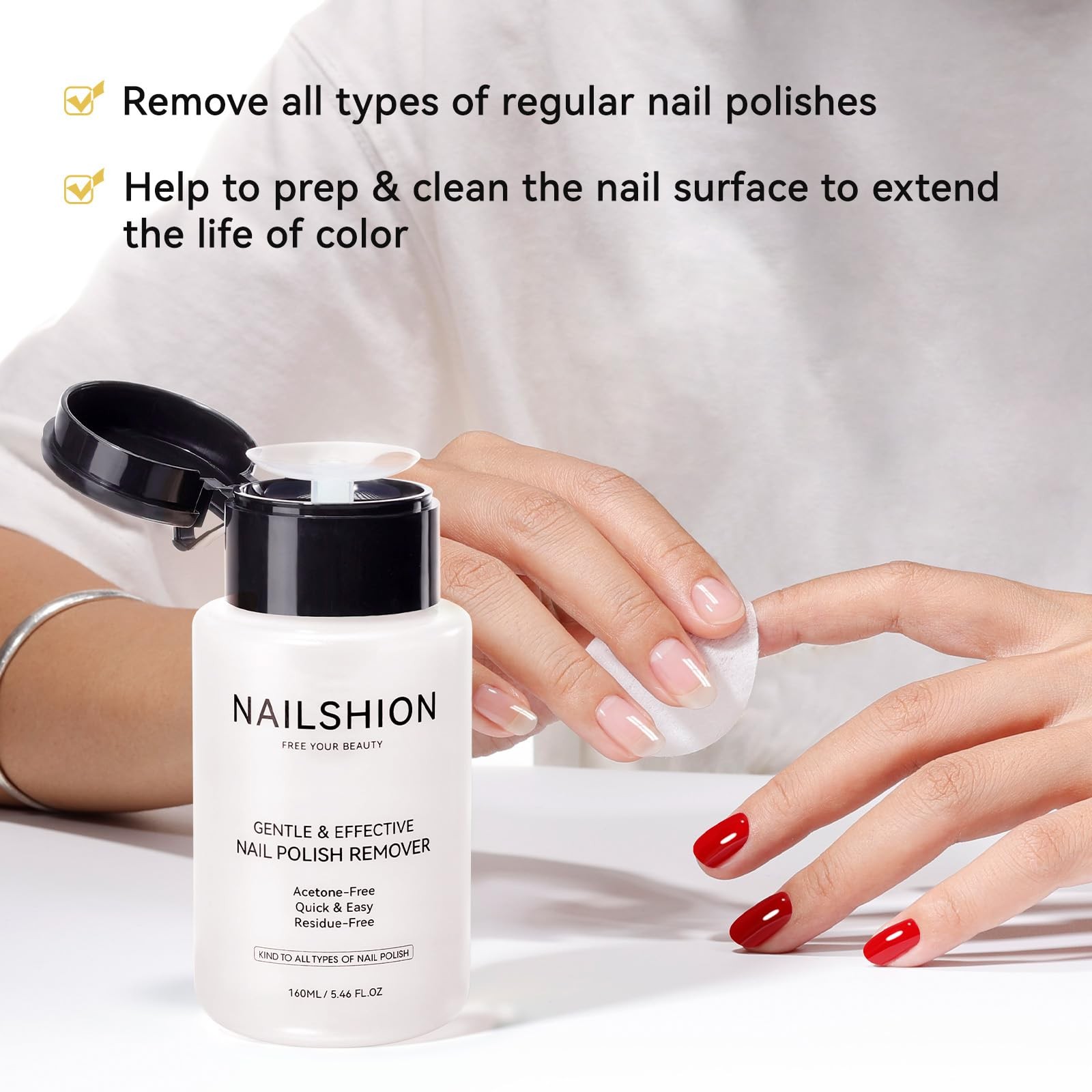 Nailshion Nail Polish Remover 5.46 Fl Oz (Pack of 1), Unscented VE Nourishing