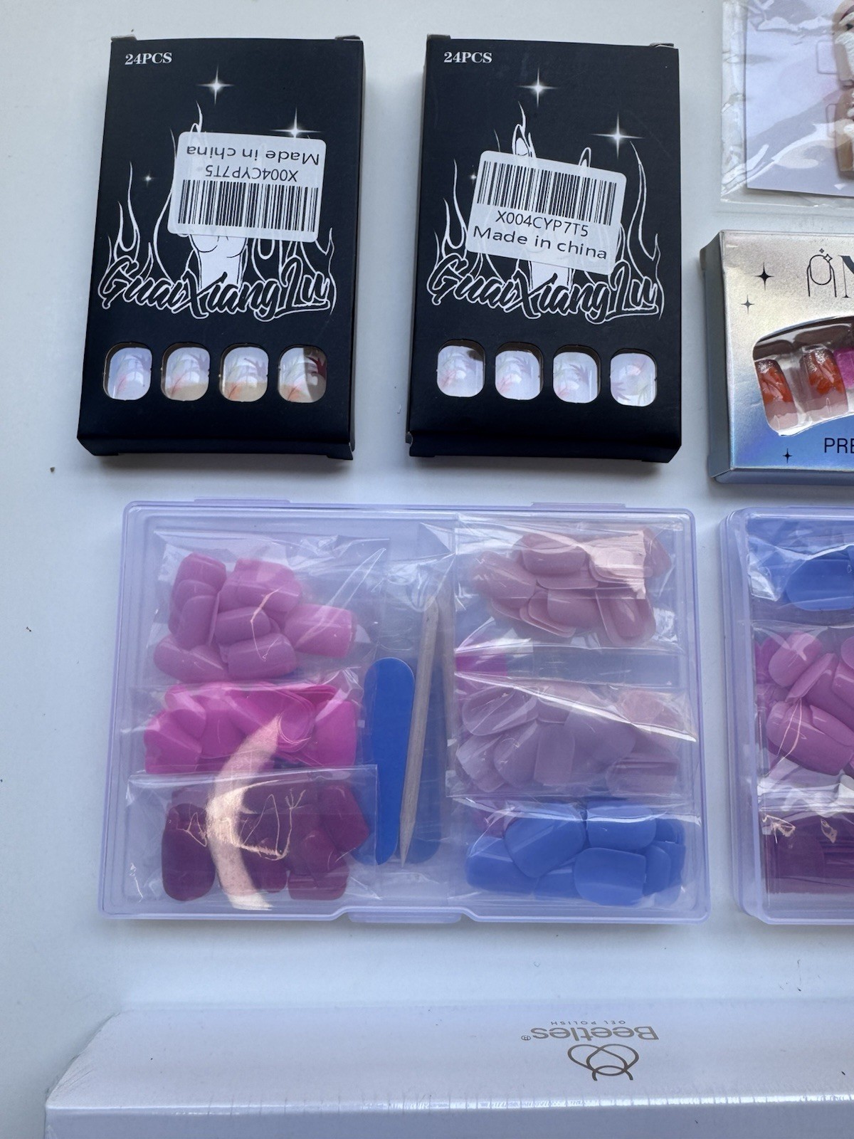 Beetles Press On Nails Lot of 6 Mixed Nail Art Kits Manicure Set NEW