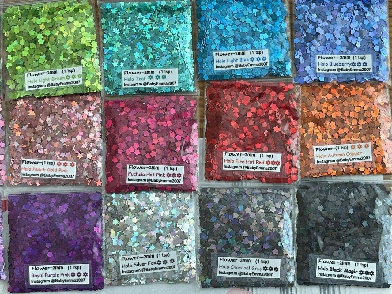 Solvent Resistant Holo FLOWER shape Glitter U Pick Color-Nail Art Face Crafts-US