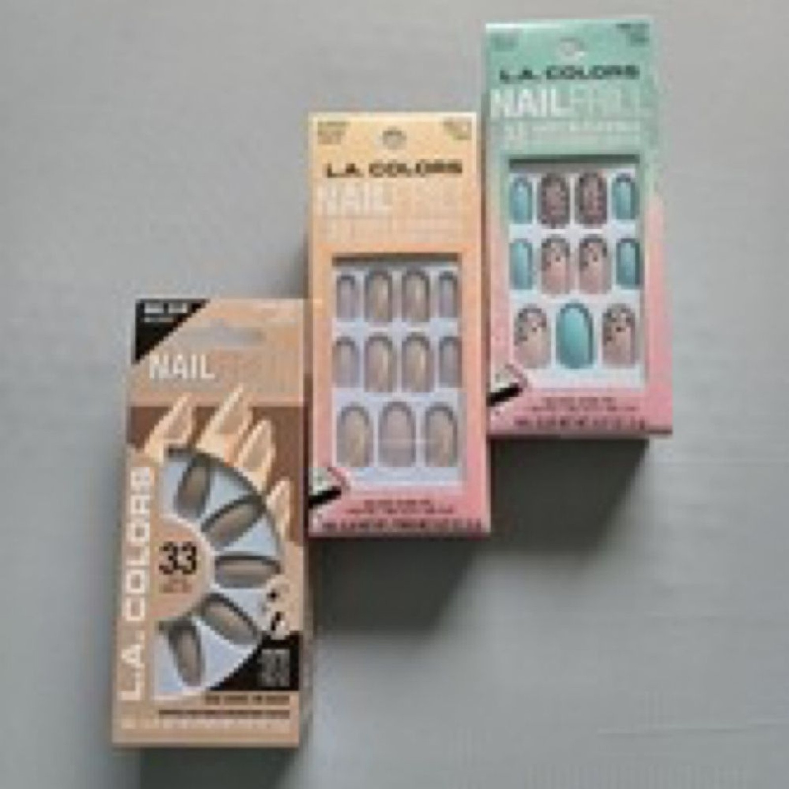 LA Colors Nail Frill Artificial Nails Bundle 3 Sets Almond Square Tan Teal NEW