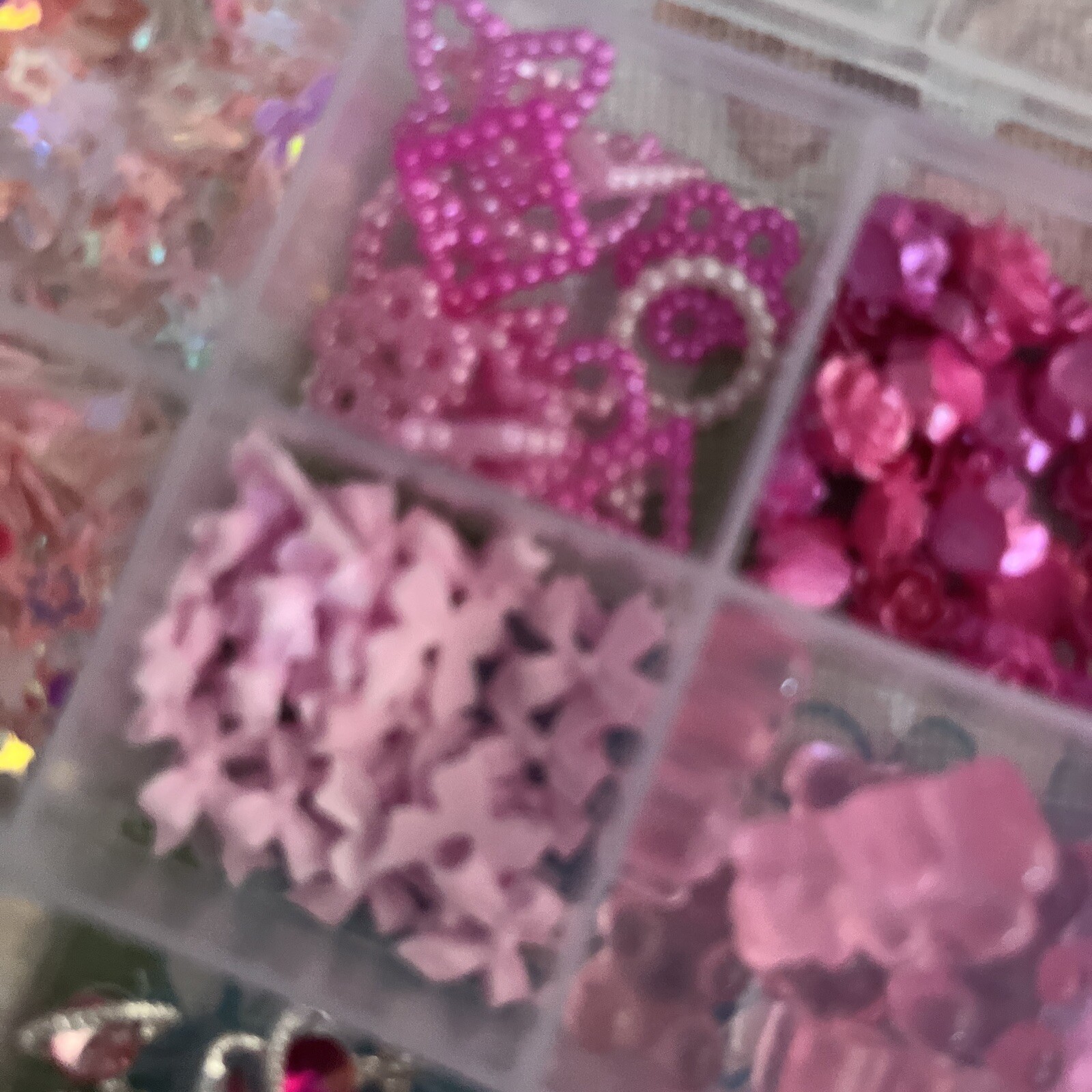 3D Pink Nail Charms Bulk Gummy Bear, Butterfly, Bow, Assorted Nail Charms Set