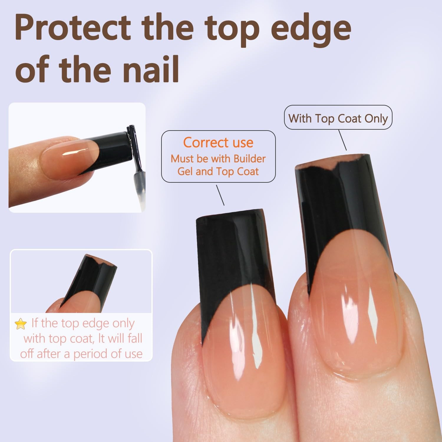 Misssix French Gel Nail Tips, 240Pcs French Tip Press on Nails Long Square Pink,
