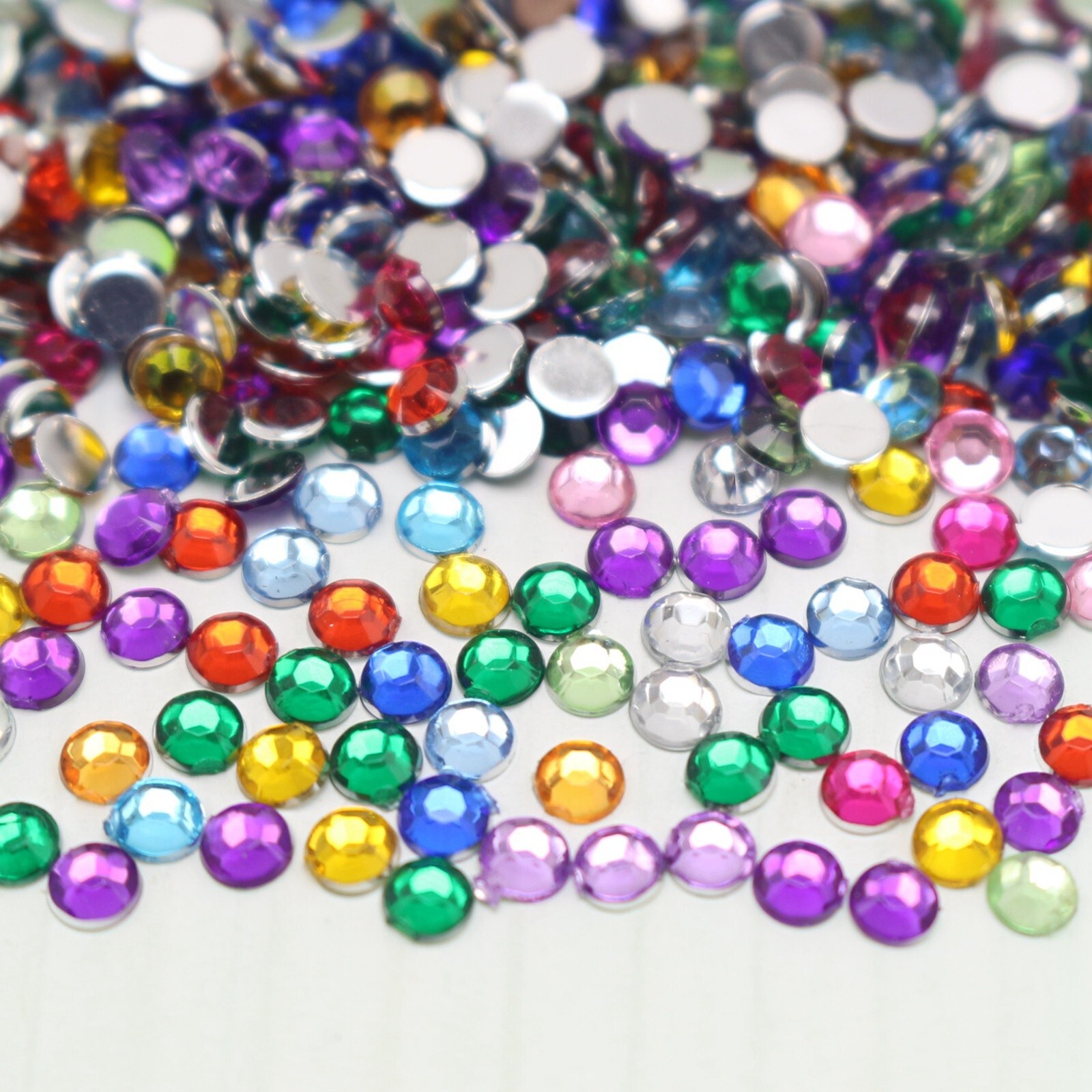 2000 Mixed Color Acrylic Faceted Round Flatbacks Rhinestone Gems 3mm 12ss