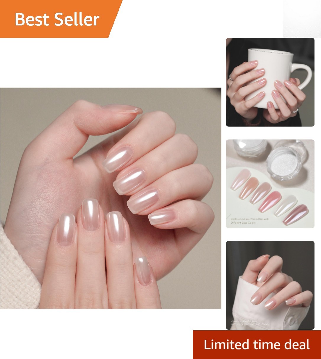 Lustrous White Pearl Chrome Nail Powder – Mirror Effect for Stunning Nails
