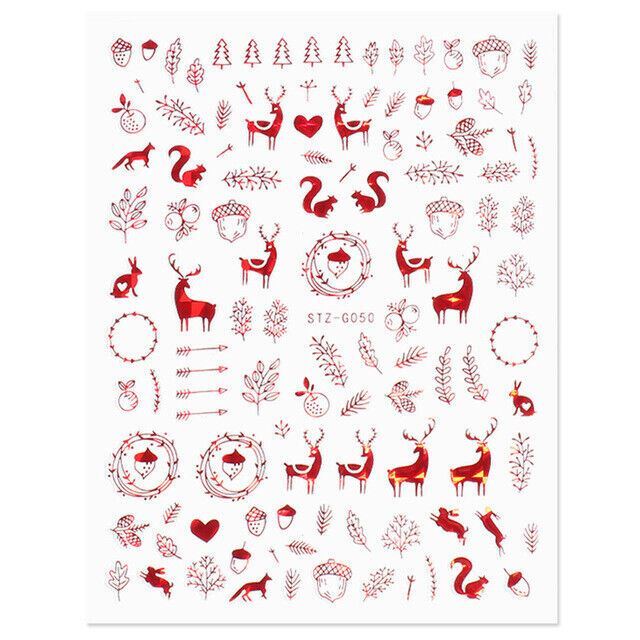 Christmas Foil Transfers Nail Art Metallic Snowflakes Reindeer Stickers Decals