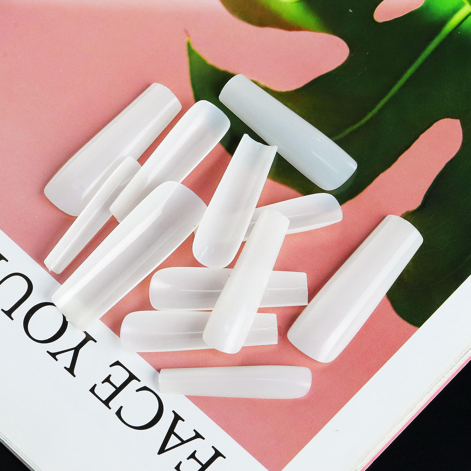 504Pcs 3XL Ballerina False Nail Tips Acrylic Full Cover Fake Nails Clear Natural