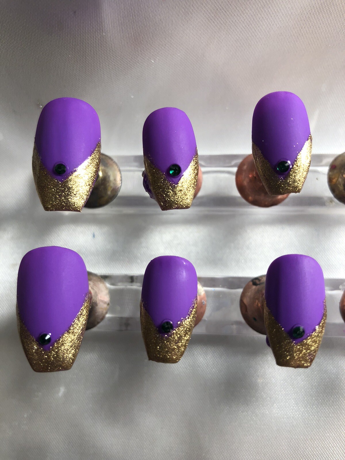 Z NAILZ! Gorgeous Set Of Handmade Custom Mardi Gras Press On Nails