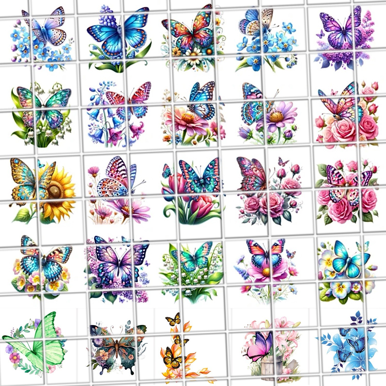 Butterflies Flowers Waterslide Nail Decals Set Of 50 Instructions & Bonus