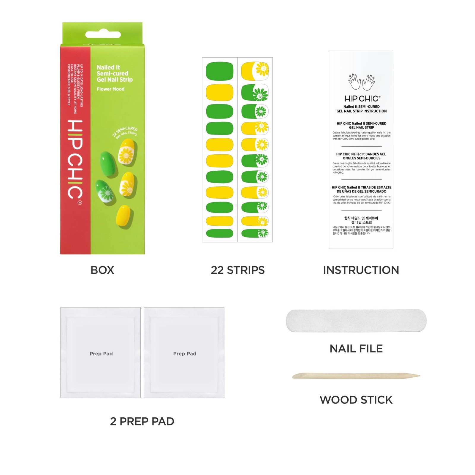 Hip Chic Nailed It Semi-cured Gel Nail Strip, Flower Mood, 22 Strips