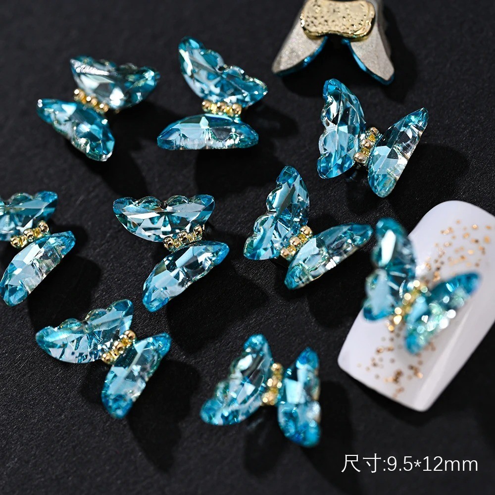 10pcs 3D Nail Art Jewelry Charms Crystal Butterfly Nail Tips Decorations