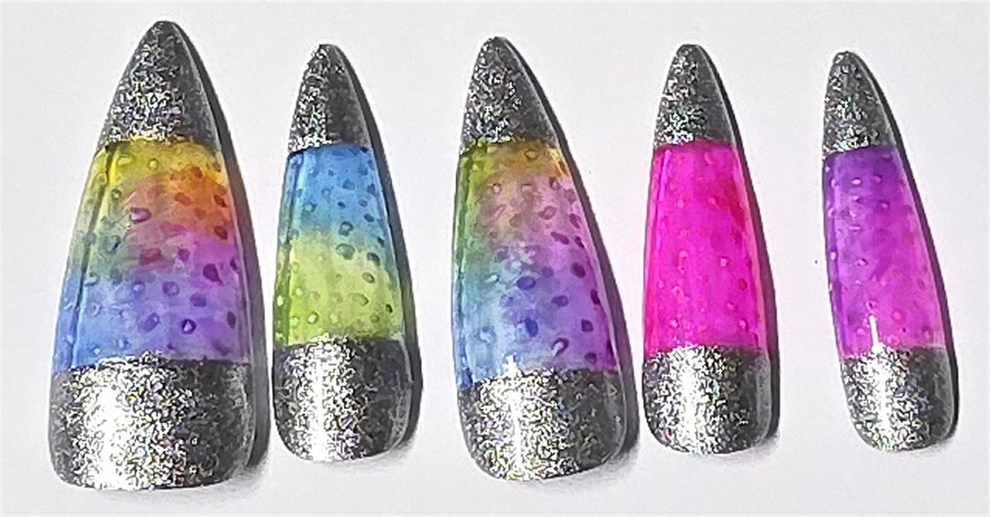Custom Rainbow Lava Light Colors 10 Pcs Press On Nails Multicolors with Kit