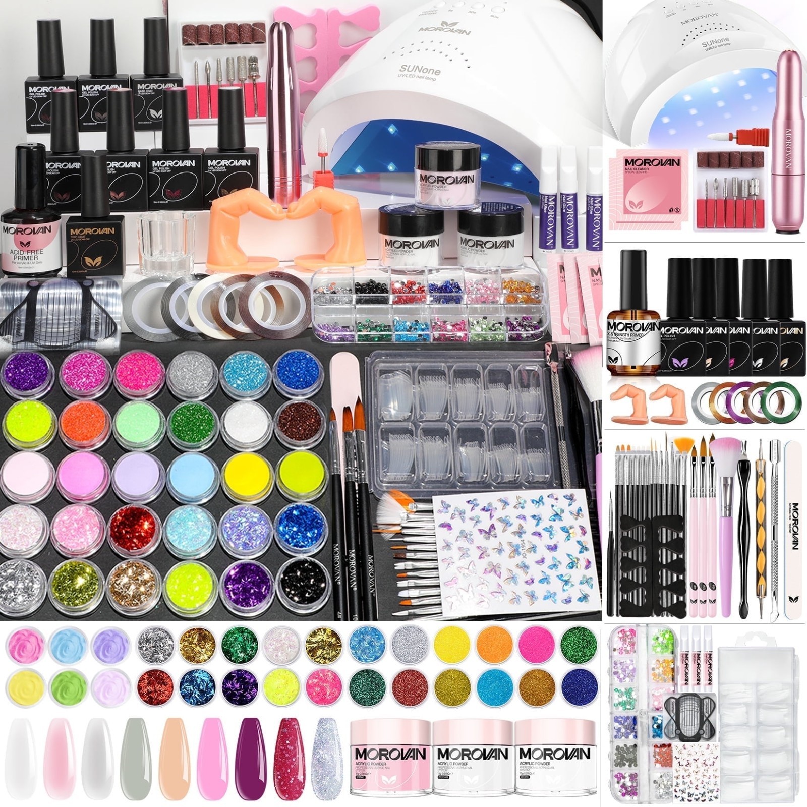 MOROVAN Acrylic Nail Kit Professional Starter Set with UV Light LED Lamp Drill