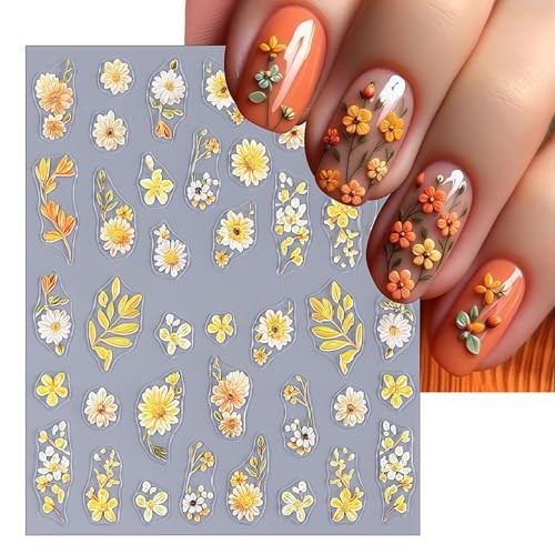 Nail Stickers Colorful Petals Beauty Summer Flowers Leaves Plants Spring Flower
