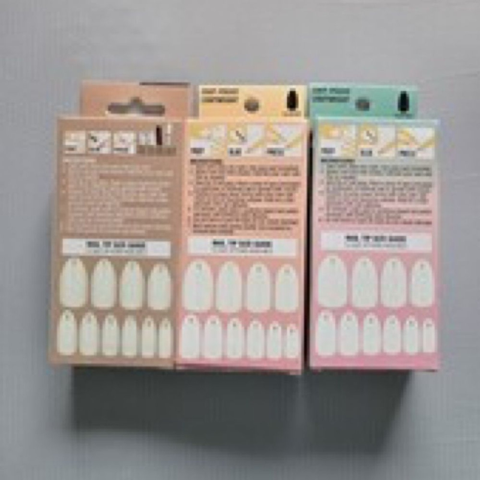 LA Colors Nail Frill Artificial Nails Bundle 3 Sets Almond Square Tan Teal NEW
