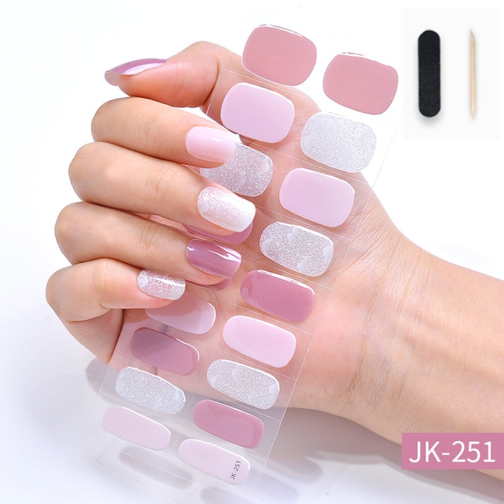 UV Nails Gel Stickers Semi Cured Strip Waterproof Long Lasting Full Nail Wraps