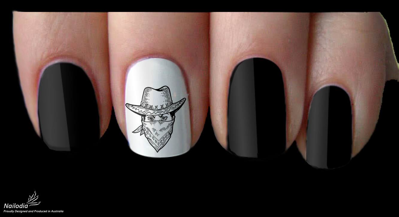 Cute Western Cowboy Nail Art Decal Sticker Water Transfer Slider