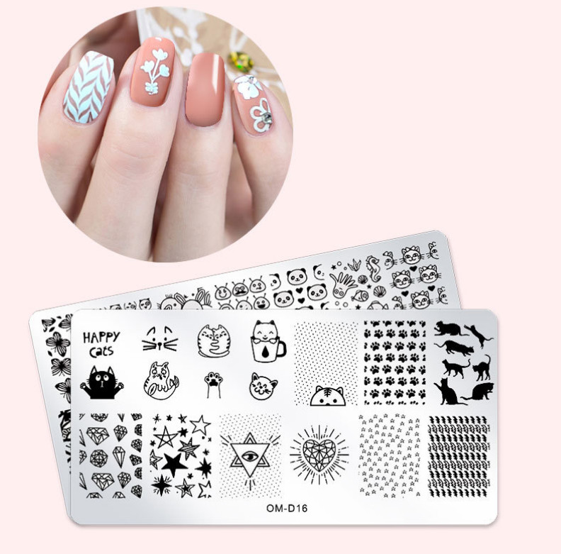 Owl Cat Flower Star Love Nail Art Stamping Manicure DIY Template Image Plate