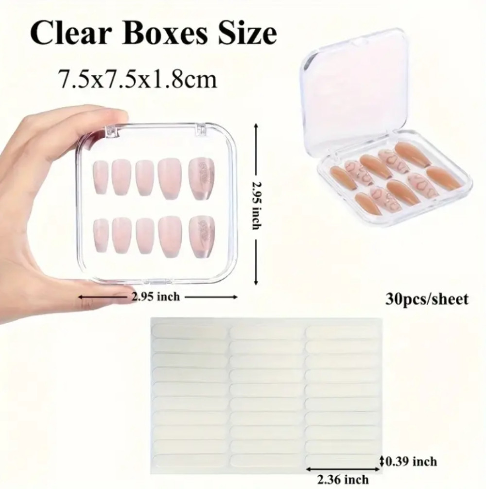 24pcs Acrylic Nail Storage Box with Lid – Transparent Display Box