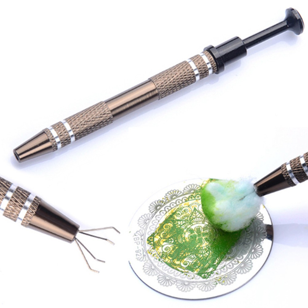 2Pcs Manicure Accessories Nail Cleaning Tool Reusable Silver Pens