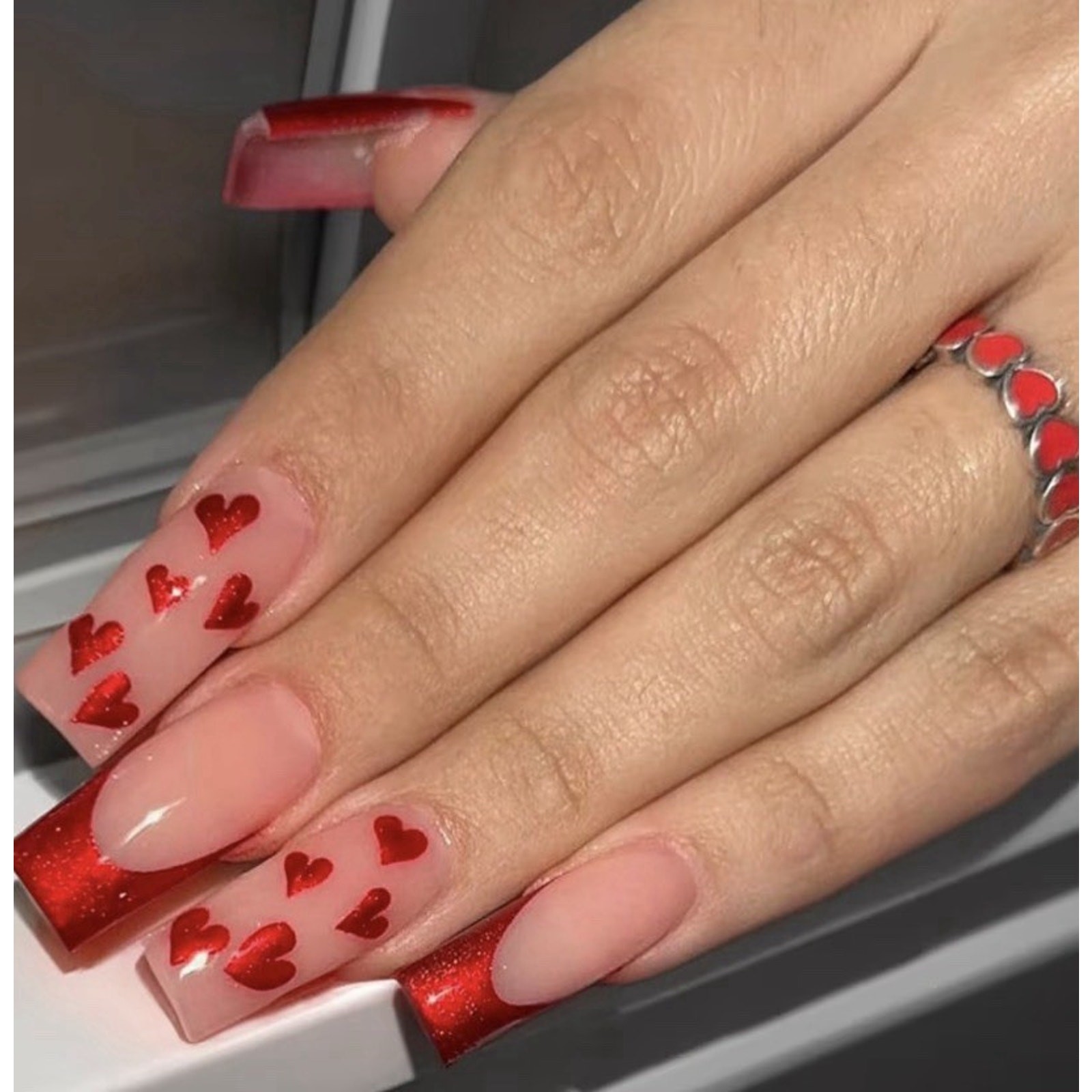 Valentine’s Day Press on Nails Long Square