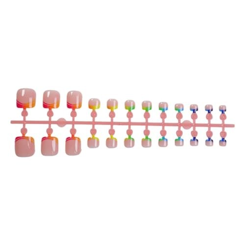 French Toe Nail Press ons Pink Fake Toe Nails Short Square False Toenails with