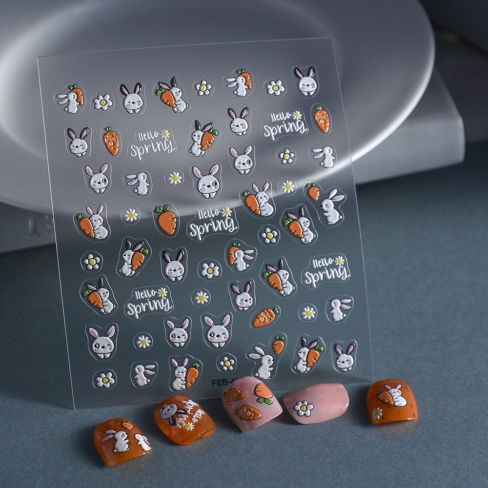 2Pcs NAIL ART Rabbit Bunny Carrot Fruit Stickers Decoration NS54