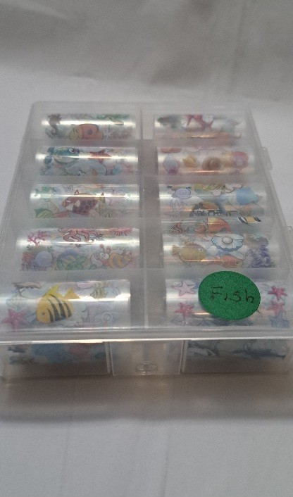 Foil Nail Art Decorations Transfer Sticker Sea Shark Turtle Designs Box Fish