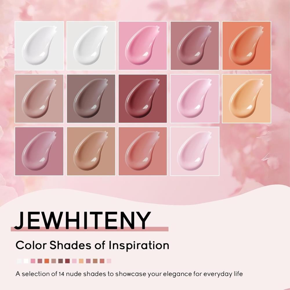 JEWHITENY 14 Colors Poly Extension Gel Nail Kit With Nail Lamp Nude Pink White