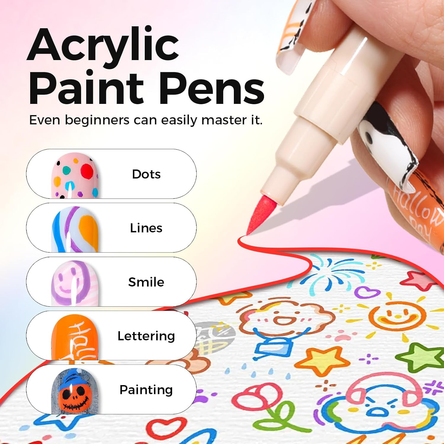12-Color 3D Nail Art Pens Set – Quick-Drying, Non-Toxic, Beginner-Friendly