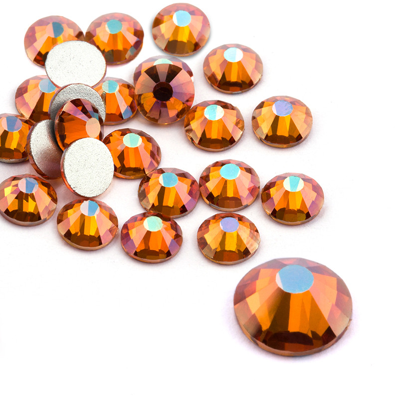 288 720 1440pcs Amber Glitter 3D Nail Art Rhinestones Flatback Crystals Gems