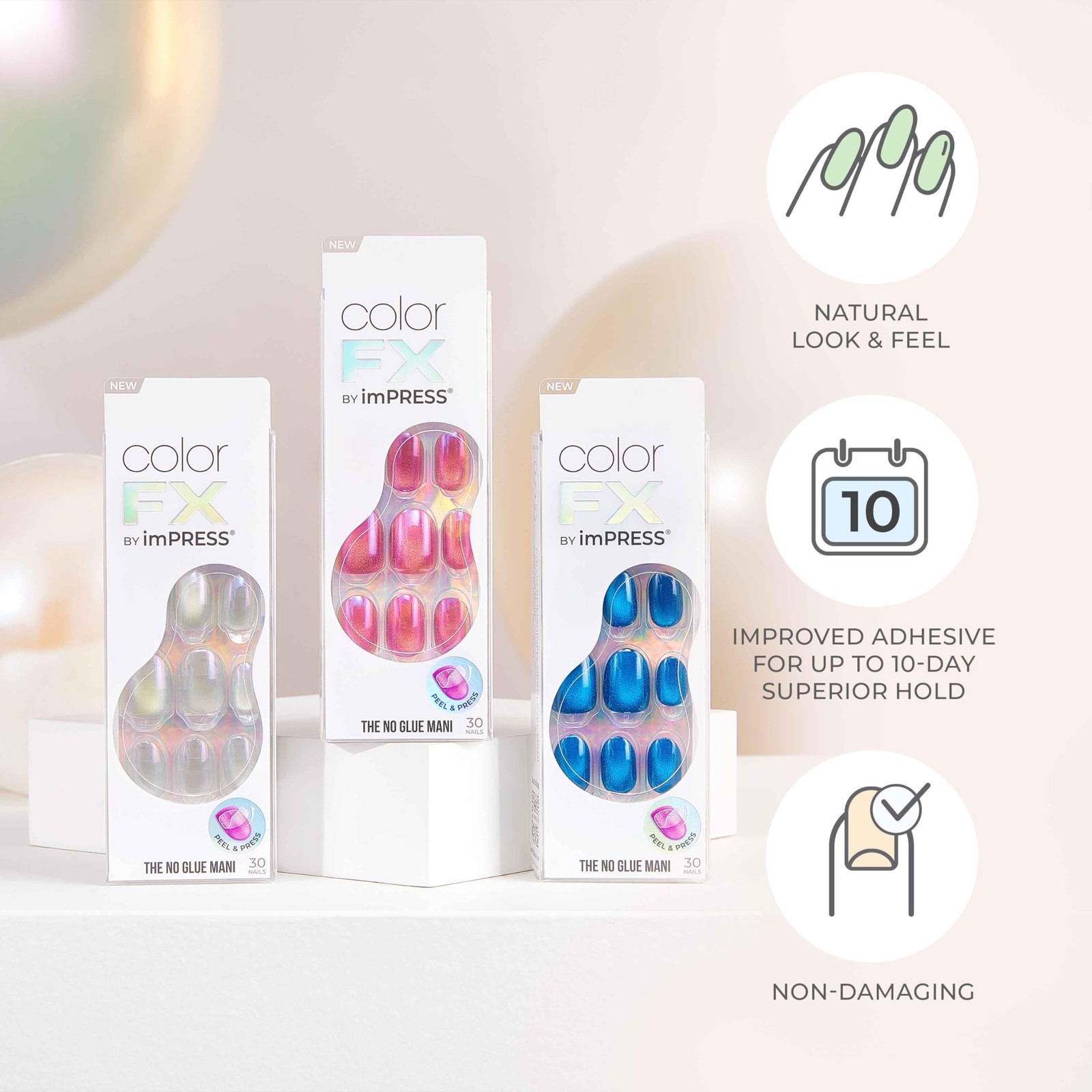 KISS colorFX by Press On Nails , ‘Reconnect’, Solid Blue with Pearlescent Fin…