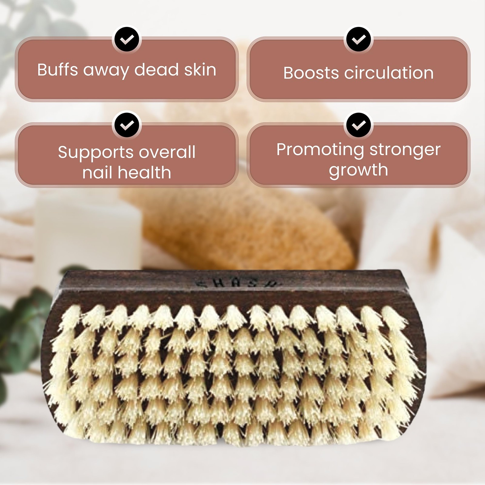 Nail Brush 3.6 X 1.97 in Thermo Beech Wood Light Bristle – Gentle Skin Care