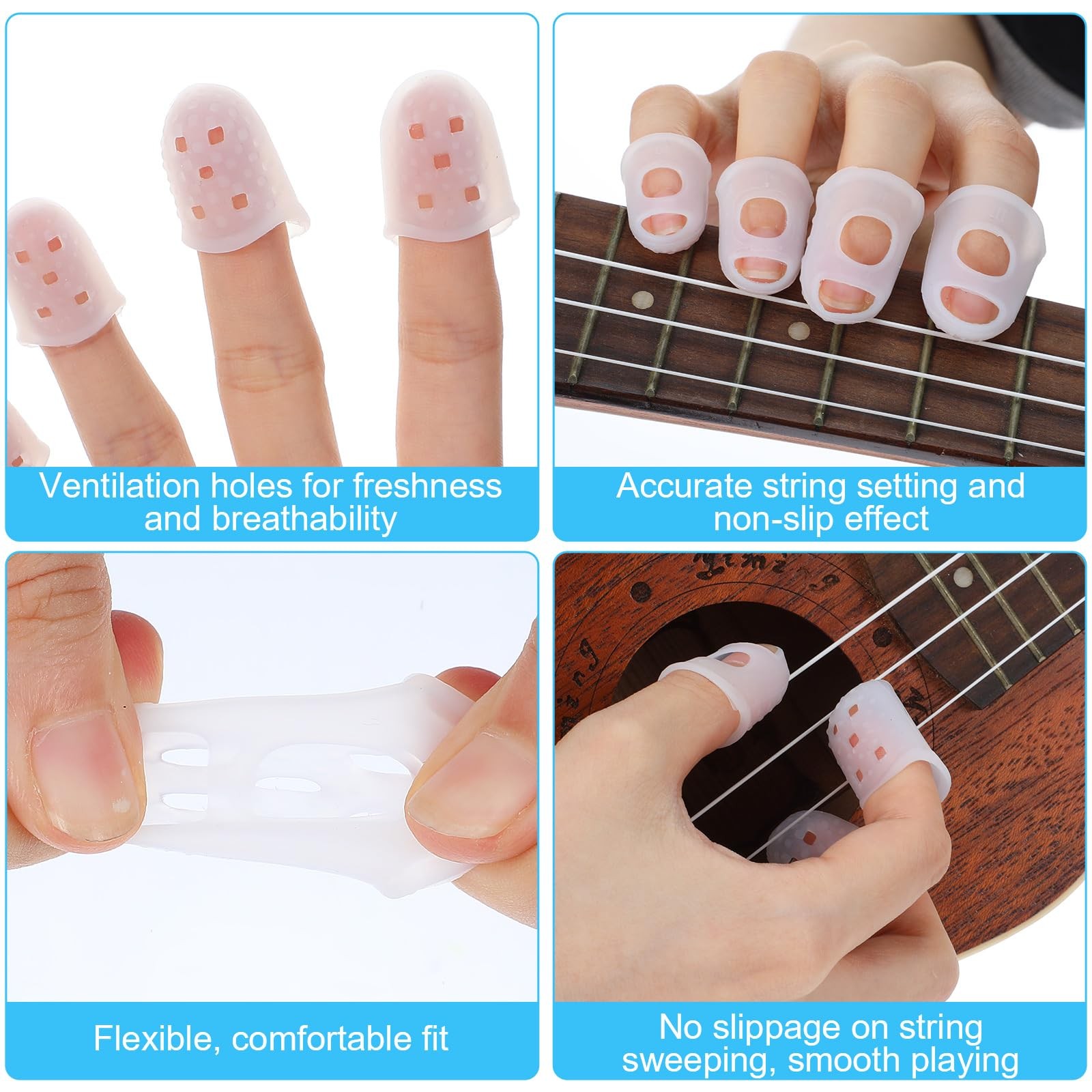 Piriuuo 50 Pcs Guitar Finger Covers, Silicone Finger Tip Protectors Anti-Slip…